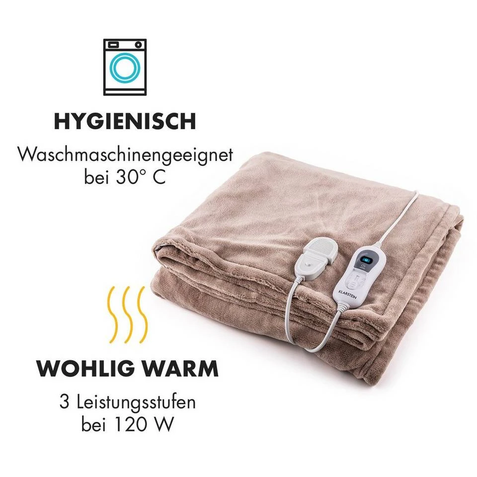 Klarstein Heizdecke »Dr. Watson XL Heizdecke 120 W 3 Temperaturstufen 180 x 130 cm Bedienteil«, Wärmedecke elektrische Heizdecke mit Abschaltautomatik beheizbare Decke Kuscheldecke Braun, Beige, Schwarz, Grau 17 Klarstein Heizdecke »Dr. Watson XL Heizdecke 120 W 3 Temperaturstufen 180 x 130 cm Bedienteil«, Wärmedecke elektrische Heizdecke mit Abschaltautomatik beheizbare Decke Kuscheldecke Braun, Beige, Schwarz, Grau – Bild 17