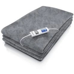 Brandson Heizdecke, Brandson - Heizdecke - Kuschelheizdecke XXL 180x130 cm – Elektrische Wärmedecke mit Timer – Überhitzungsschutz – Abschaltautomatik – 6 Heizstufen - 160 Watt - grau