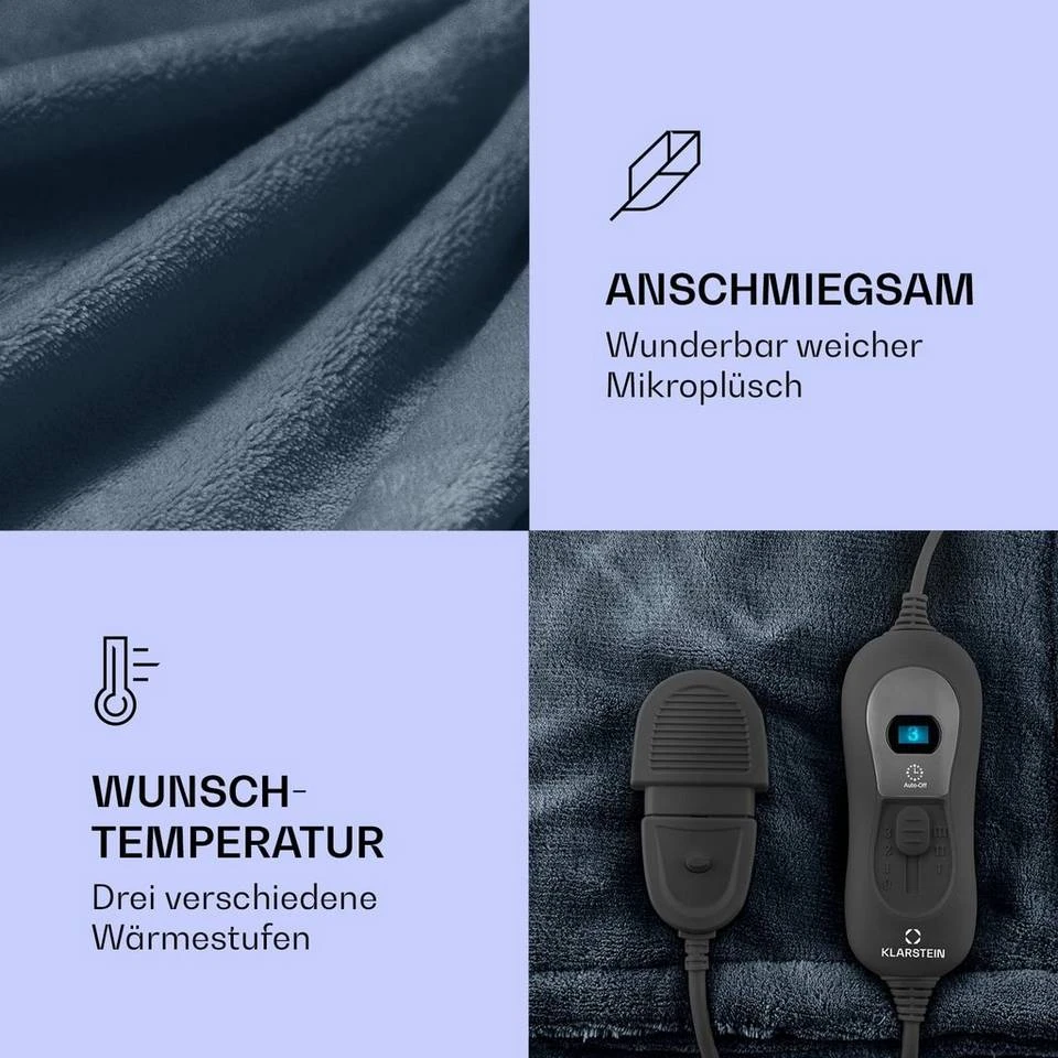 Klarstein Heizdecke »Dr. Watson XL Heizdecke 120 W 3 Temperaturstufen 180 x 130 cm Bedienteil«, Wärmedecke elektrische Heizdecke mit Abschaltautomatik beheizbare Decke Kuscheldecke Braun, Beige, Schwarz, Grau 2 Klarstein Heizdecke »Dr. Watson XL Heizdecke 120 W 3 Temperaturstufen 180 x 130 cm Bedienteil«, Wärmedecke elektrische Heizdecke mit Abschaltautomatik beheizbare Decke Kuscheldecke Braun, Beige, Schwarz, Grau – Bild 2