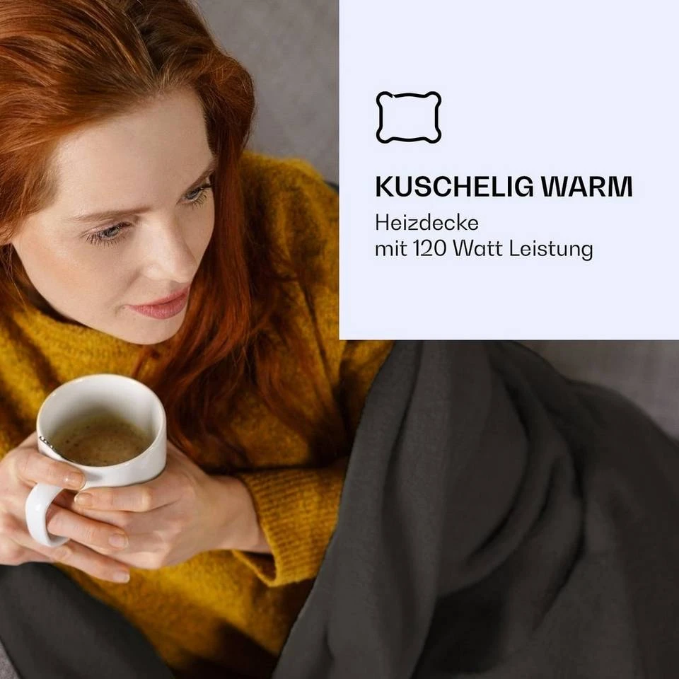 Klarstein Heizdecke »Dr. Watson XL Heizdecke 120 W 3 Temperaturstufen 180 x 130 cm Bedienteil«, Wärmedecke elektrische Heizdecke mit Abschaltautomatik beheizbare Decke Kuscheldecke Braun, Beige, Schwarz, Grau 22 Klarstein Heizdecke »Dr. Watson XL Heizdecke 120 W 3 Temperaturstufen 180 x 130 cm Bedienteil«, Wärmedecke elektrische Heizdecke mit Abschaltautomatik beheizbare Decke Kuscheldecke Braun, Beige, Schwarz, Grau – Bild 22
