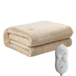 Fortuna Lai Heizdecke »XXL 140 W Wärmeyudecke«, mit Temperaturregelung, aus Flanell, 150x180cm, Maschinenwaschba Beige, Blau, Braun