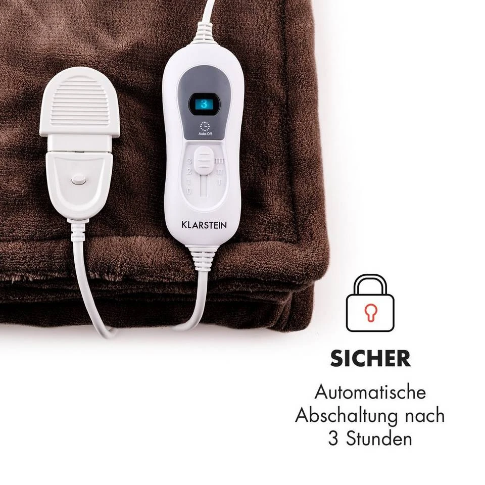 Klarstein Heizdecke »Dr. Watson XL Heizdecke 120 W 3 Temperaturstufen 180 x 130 cm Bedienteil«, Wärmedecke elektrische Heizdecke mit Abschaltautomatik beheizbare Decke Kuscheldecke Braun, Beige, Schwarz, Grau 19 Klarstein Heizdecke »Dr. Watson XL Heizdecke 120 W 3 Temperaturstufen 180 x 130 cm Bedienteil«, Wärmedecke elektrische Heizdecke mit Abschaltautomatik beheizbare Decke Kuscheldecke Braun, Beige, Schwarz, Grau – Bild 19
