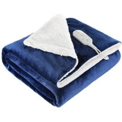 MVPower Heizdecke, 180 x 130 cm Flanell-Heizdecke mit Abschaltautomatik, elektrische Heizdecke Wärmedecke, Timerfunktion, Überhitzungsschutz mit 3 Temperaturstufen, waschbar bis 30°C, Heimgebrauch Schokolade, Schiefer, Königsblau, Weinrot